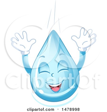 Clipart of a Rain Water Drop Mascot Falling - Royalty Free Vector Illustration by BNP Design Studio