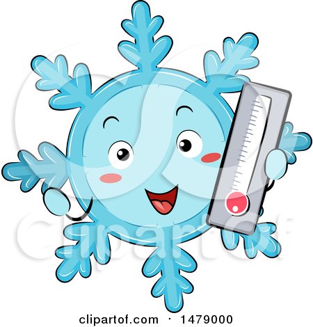 Clipart of a Snowflake Mascot Holding a Cold Thermometer - Royalty Free Vector Illustration by BNP Design Studio