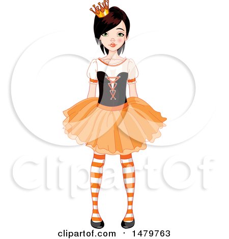 Clipart of a Teen Girl in a Halloween Princess Costume - Royalty Free Vector Illustration by Pushkin