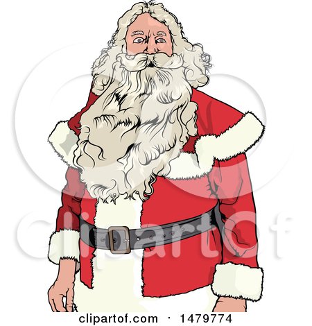 Clipart of a Christmas Santa Claus with a Long Beard - Royalty Free Vector Illustration by dero