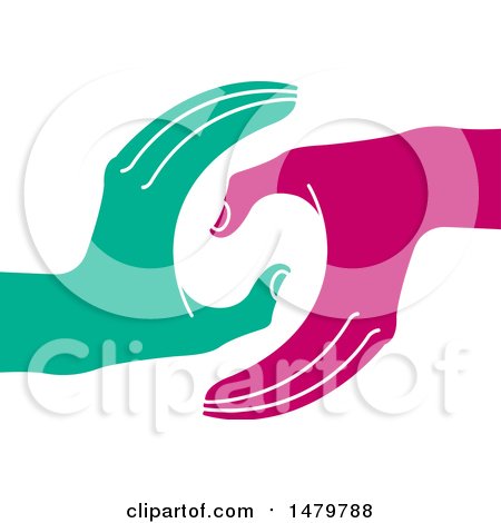 Clipart of a Pair of Turquoise and Pink Hands - Royalty Free Vector Illustration by Lal Perera