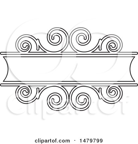 Clipart of a Black and White Spiral Frame Design Element - Royalty Free Vector Illustration by Lal Perera