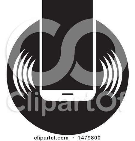 Clipart of a Black and White Smart Phone Icon - Royalty Free Vector Illustration by Lal Perera