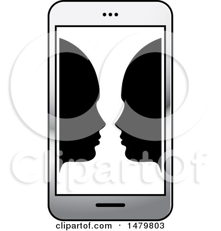 Clipart of a Smart Phone with Faces - Royalty Free Vector Illustration by Lal Perera