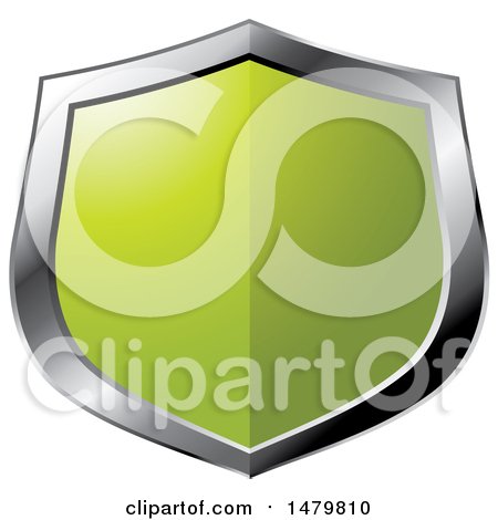Clipart of a Silver and Green Shield - Royalty Free Vector Illustration by Lal Perera