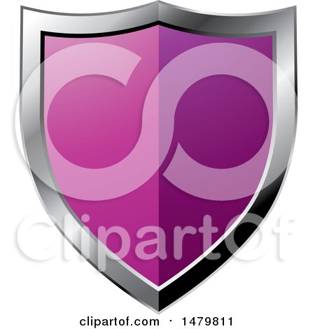 Clipart of a Silver and Purple Shield - Royalty Free Vector Illustration by Lal Perera