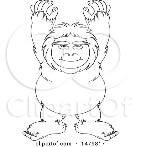 Clipart of a Black and White Sasquatch - Royalty Free Vector Illustration by Lal Perera