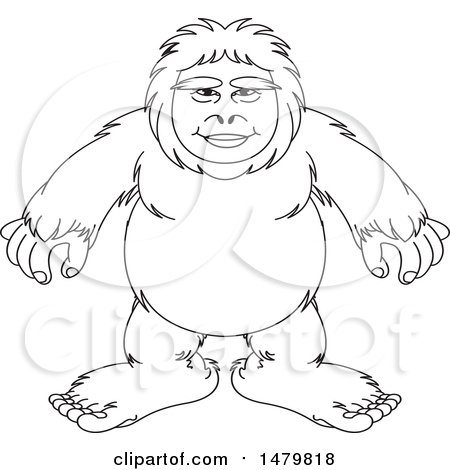 Clipart of a Black and White Sasquatch - Royalty Free Vector Illustration by Lal Perera