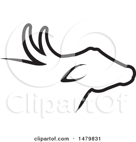 Clipart of a Black Profiled Bison Head - Royalty Free Vector Illustration by Lal Perera