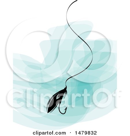 Clipart of a Fishing Lure over Paint Strokes - Royalty Free Vector Illustration by Lal Perera