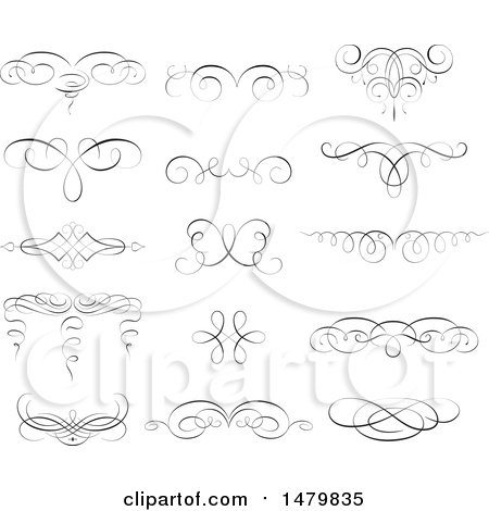 Clipart of Vintage Calligraphic Design Elements - Royalty Free Vector Illustration by Frisko