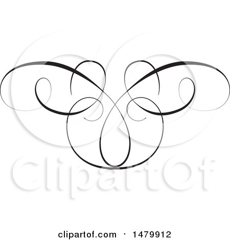 Clipart of a Vintage Calligraphic Butterfly Design Element - Royalty Free Vector Illustration by Frisko