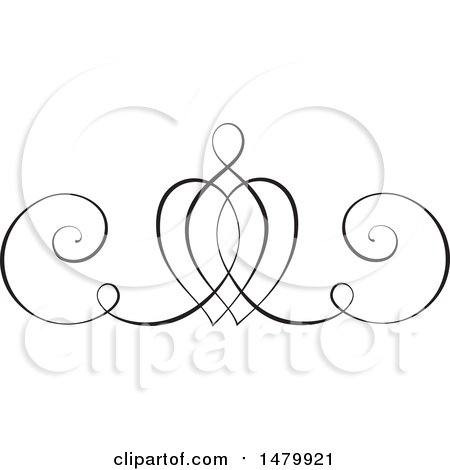 Clipart of a Vintage Calligraphic Heart Design Element - Royalty Free Vector Illustration by Frisko