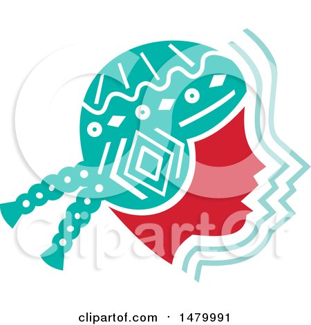 Clipart of a Profiled Face of a Peruvian Girl - Royalty Free Vector Illustration by patrimonio