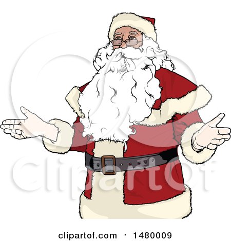 Clipart of a Shrugging Christmas Santa Claus - Royalty Free Vector Illustration by dero