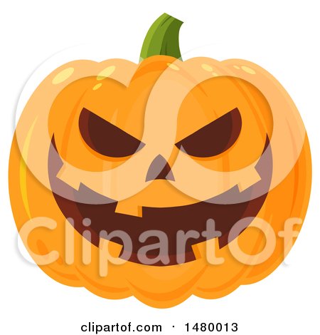 Clipart of a Grinning Evil Halloween Jackolantern Pumpkin - Royalty Free Vector Illustration by Hit Toon