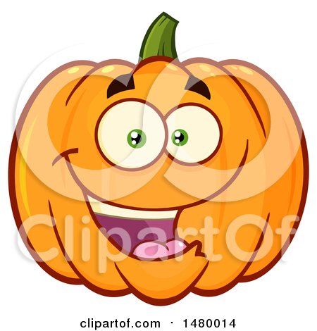 Clipart of a Happy Pumpkin Character Mascot - Royalty Free Vector Illustration by Hit Toon