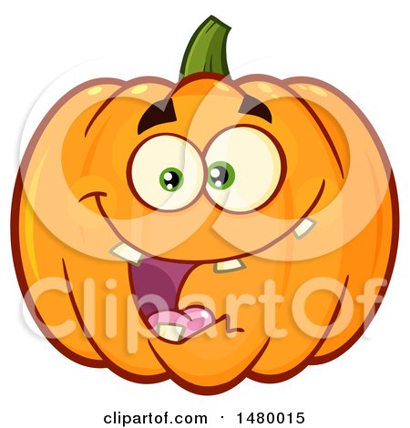 Clipart of a Happy Toothy Pumpkin Character Mascot - Royalty Free Vector Illustration by Hit Toon