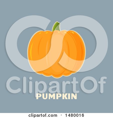 Clipart of a Perfect Pumpkin over Text on Gray - Royalty Free Vector Illustration by Hit Toon