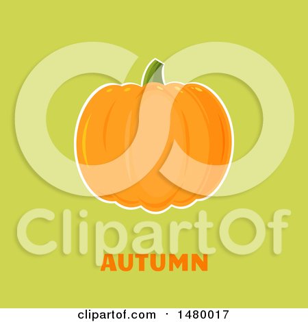 Clipart of a Perfect Pumpkin over Autumn Text on Green - Royalty Free Vector Illustration by Hit Toon