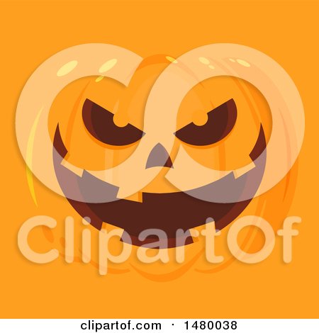 Clipart of a Grinning Evil Halloween Jackolantern Pumpkin on Orange - Royalty Free Vector Illustration by Hit Toon
