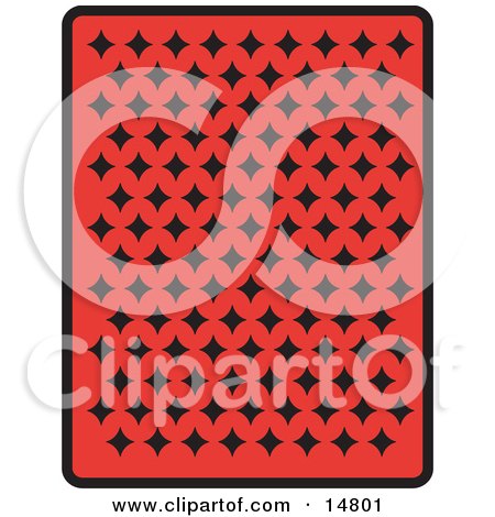The Back Of A Red Playing Card With Black Diamonds Clipart Illustration by Andy Nortnik
