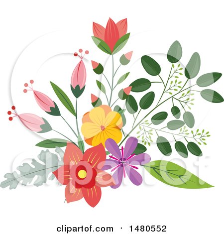 Clipart of a Floral Bouquet Design Element - Royalty Free Vector Illustration by Cherie Reve