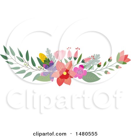 Clipart of a Floral Bouquet Border Design Element - Royalty Free Vector Illustration by Cherie Reve