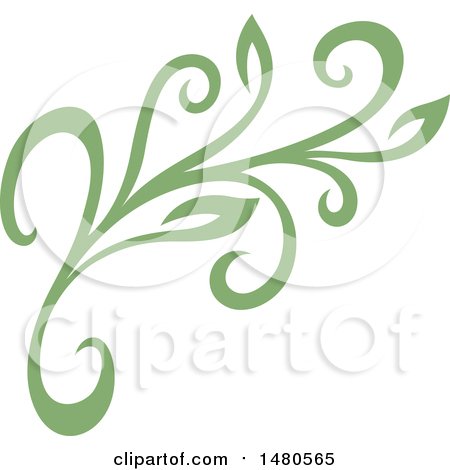 Clipart of a Green Floral Design Element - Royalty Free Vector Illustration by Cherie Reve