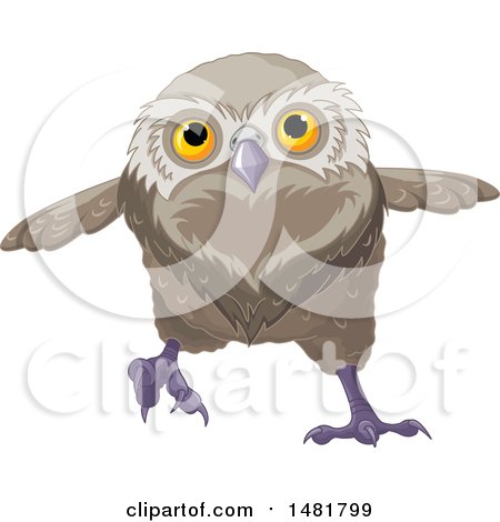 Clipart of a Cute Owl Running - Royalty Free Vector Illustration by Pushkin