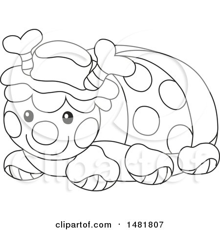 Clipart of a Cute Black and White Toy Ladybug - Royalty Free Vector Illustration by Alex Bannykh