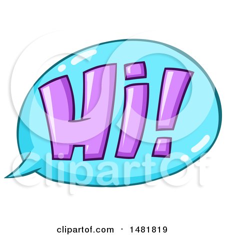 Clipart of a Purple Hi in a Blue Speech Bubble - Royalty Free Vector Illustration by yayayoyo