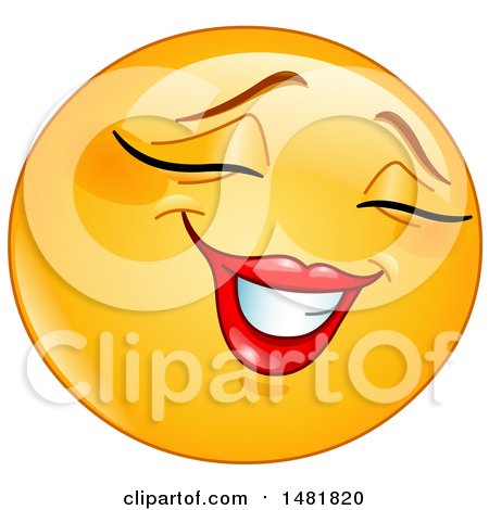 Clipart of a Shy Female Yellow Emoji Smiley Face - Royalty Free Vector Illustration by yayayoyo