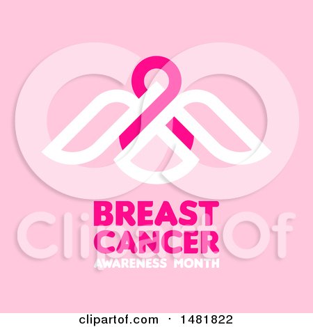 Clipart of a Bird with an Awareness Ribbon over Text, on Pink - Royalty Free Vector Illustration by elena