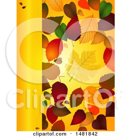 Clipart of a Background of Autumn Leaves and a Panel - Royalty Free Vector Illustration by elaineitalia