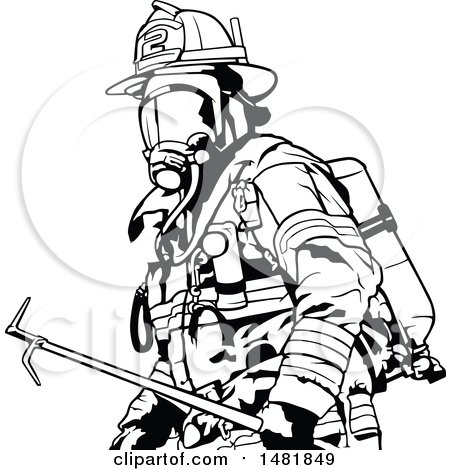Clipart of a Fireman - Royalty Free Vector Illustration by dero