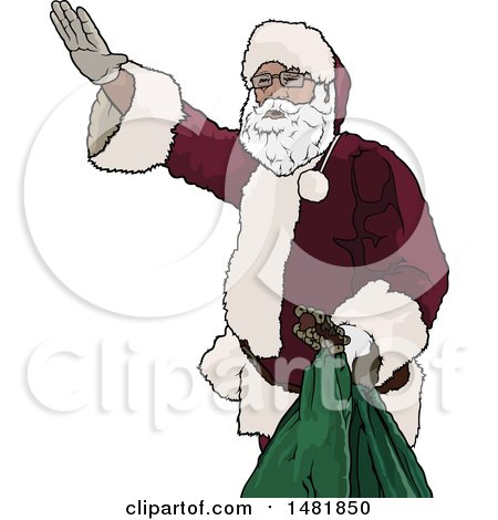Clipart of a Christmas Santa Claus Waving - Royalty Free Vector Illustration by dero