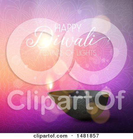 Clipart of a Happy Diwali Greeting over a Mandala - Royalty Free Vector Illustration by KJ Pargeter