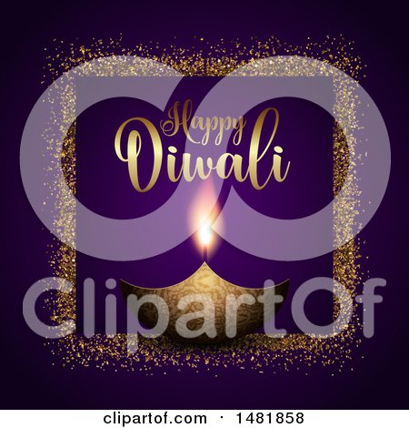 Clipart of a Happy Diwali Greeting with a Lamp - Royalty Free Vector Illustration by KJ Pargeter