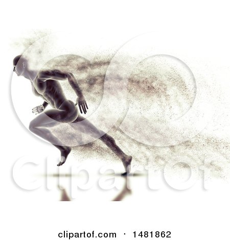 Clipart of a 3d Male Athlete Sprinting, with Speed Effect - Royalty Free Illustration by KJ Pargeter