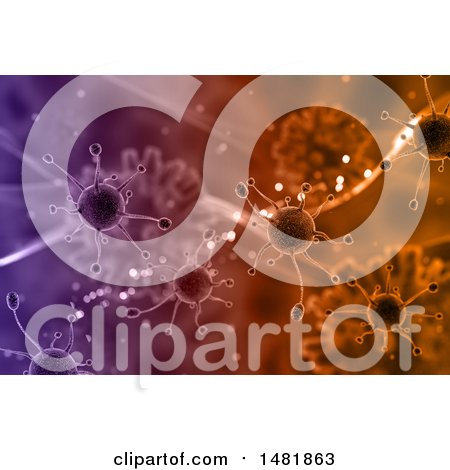 Clipart of a 3d Medical Virus Cell Background - Royalty Free Illustration by KJ Pargeter