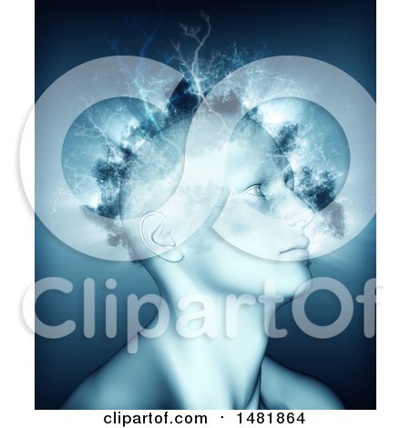 Clipart of a 3d Person with Mental Health Problems - Royalty Free Illustration by KJ Pargeter