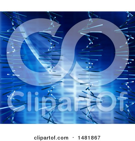 Clipart of a Blue Dna Strand Background - Royalty Free Illustration by KJ Pargeter