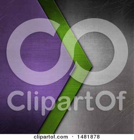 Clipart of a Purple Green and Silver Metal Arrow Background - Royalty Free Illustration by KJ Pargeter