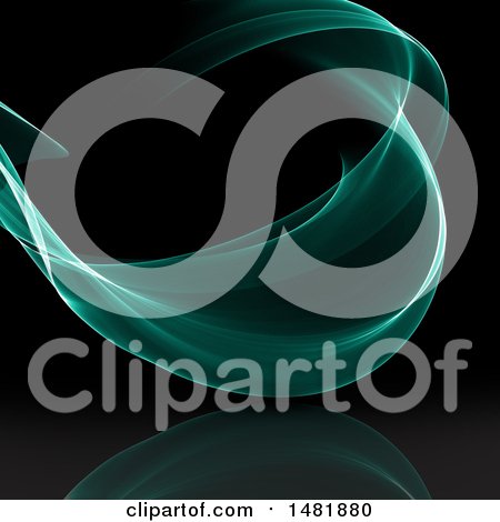 Clipart of a Green Flowing Wave on a Dark Background - Royalty Free Illustration by KJ Pargeter