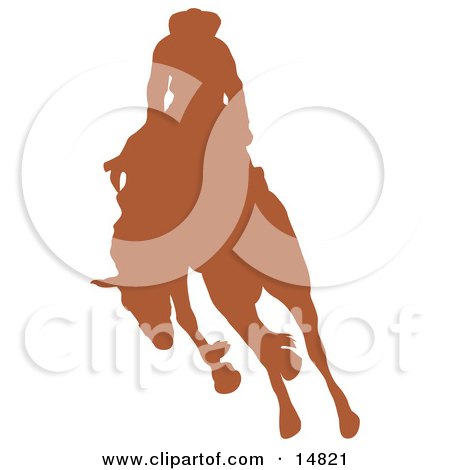 Brown Silhouette Of A Cowboy Riding A Bucking Bronco In A Rodeo Clipart Illustration by Andy Nortnik