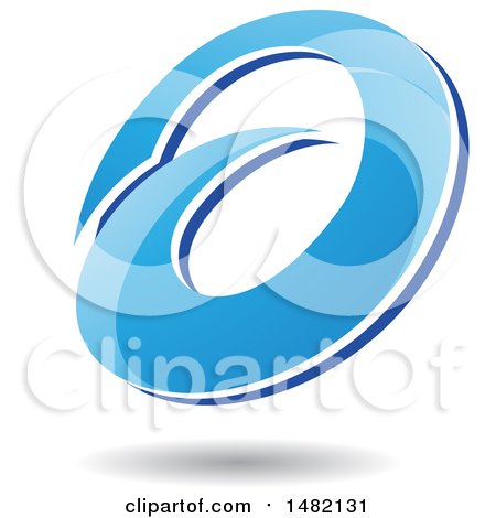 Clipart of an Abstract Blue Oval Letter a Design with a Shadow - Royalty Free Vector Illustration by cidepix