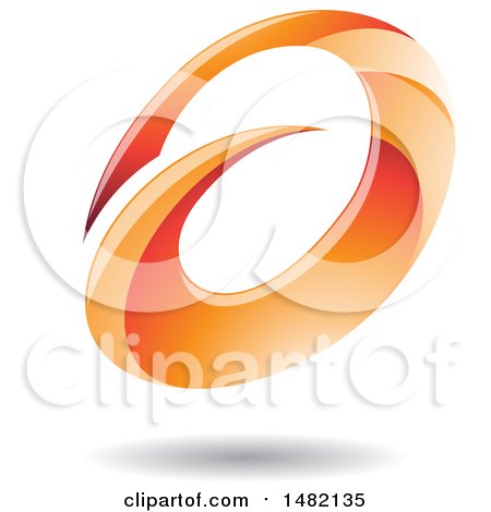Clipart of an Abstract Orange Oval Letter a Design with a Shadow - Royalty Free Vector Illustration by cidepix