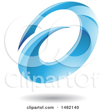 Clipart of an Abstract Blue Oval Letter a Design with a Shadow - Royalty Free Vector Illustration by cidepix