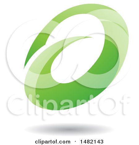 Clipart of an Abstract Green Oval Letter a Design with a Shadow - Royalty Free Vector Illustration by cidepix